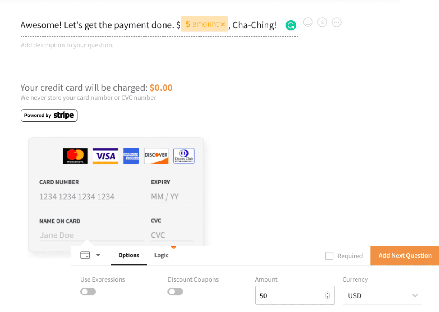 Configure Payment Orders Enter a fixed or variable payment in your order forms.