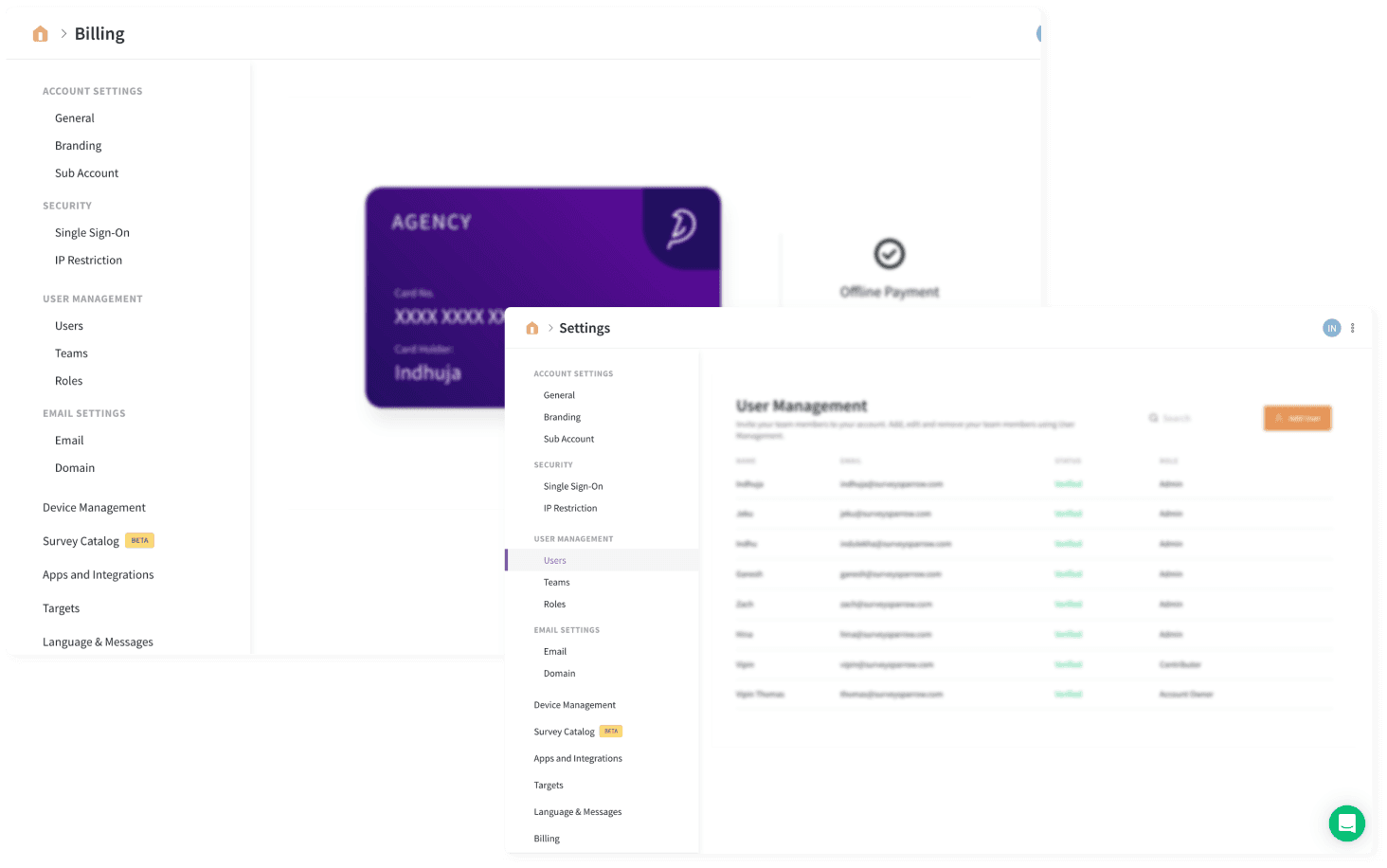 Enterprise Grade Security Control the usage & view of your account and set permissions for different teams using Roles & Permissions.