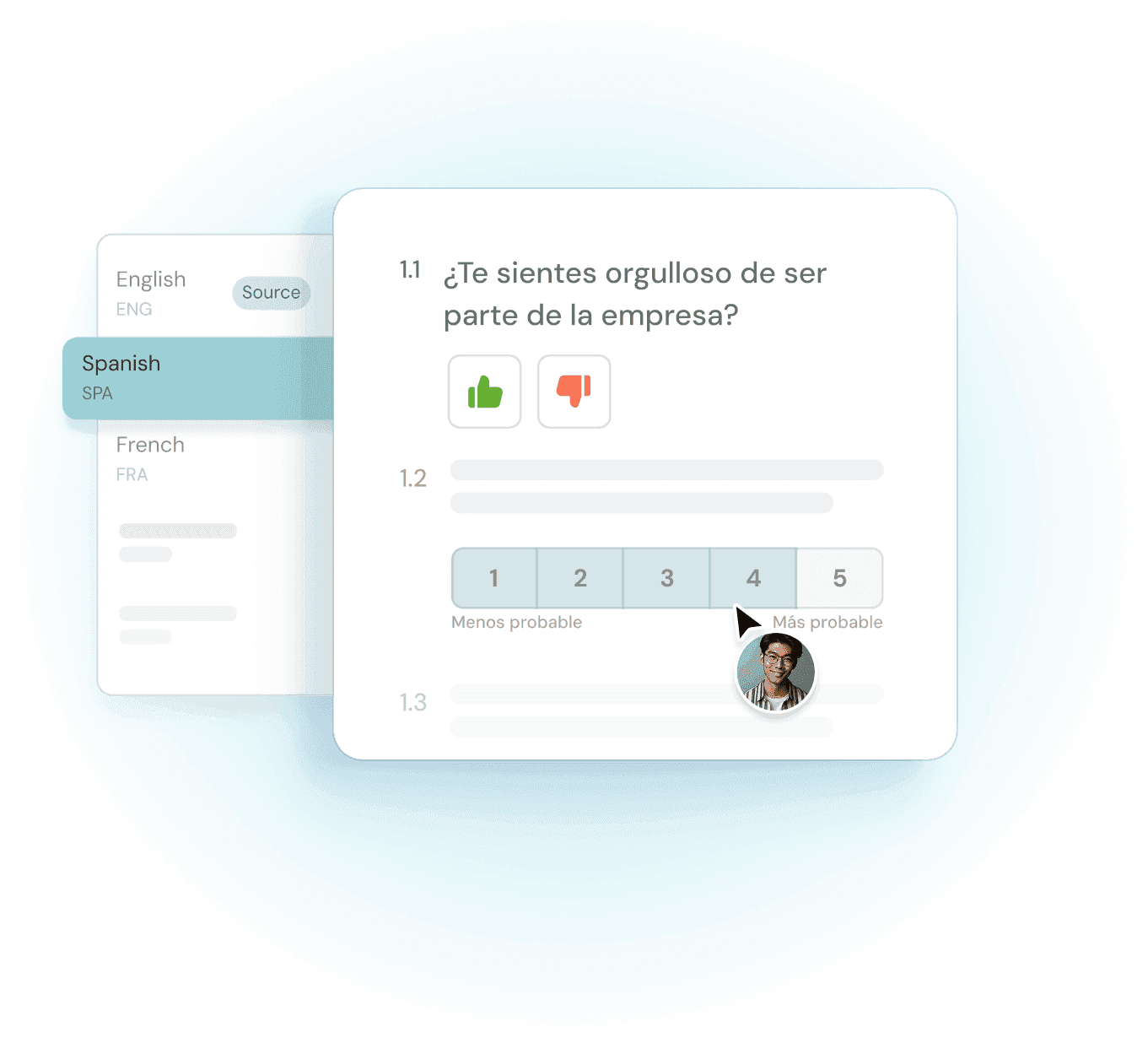 Questionários multilingues que falam a língua de cada um